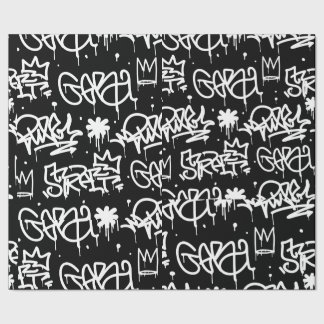 Papier Cadeau Motif noir et blanc de graffiti