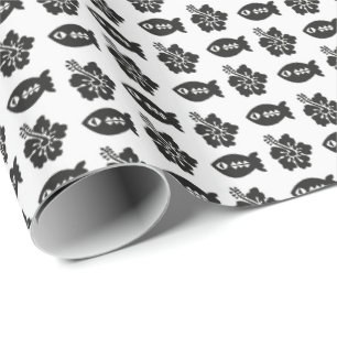 Papier Cadeau Motif noir et blanc Retro Tiki