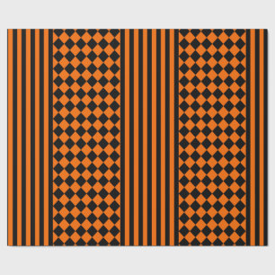 Papier Cadeau Motif noir et orange de Halloween de mélange
