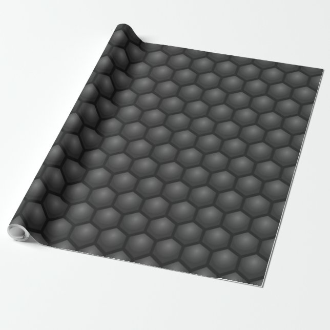 PAPIER CADEAU MOTIF NOIR HEXAGON (Déroulé)