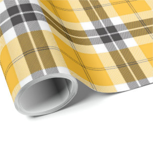 Papier Cadeau Motif noir jaune d'écossais de plaid de tartan