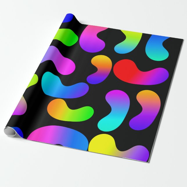 PAPIER CADEAU MOTIF NOIR MODERNE NEON GRADIENT (Déroulé)