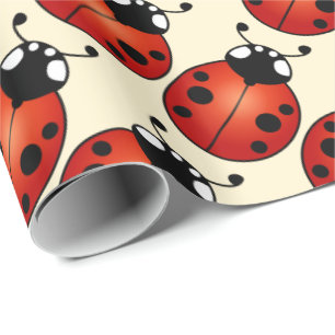 Papier Cadeau Motif noir rouge de scarabées de Ladybird de