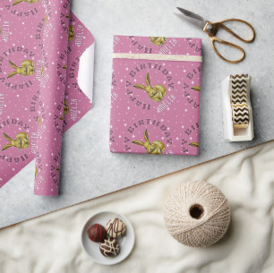 Papier Cadeau Motif Noms Étoiles Lapin Rose Mignon