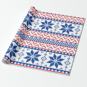 Papier Cadeau Motif nordique de Noël de flocons de neige