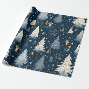 Papier Cadeau Motif Nuit de la Forêt Enchantée d'Hiver (4)
