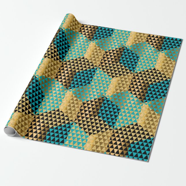 Papier Cadeau Motif octogone géométrique coloré moderne (Déroulé)