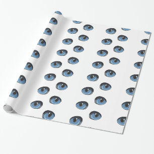 Papier Cadeau Motif oculaire de chat bleu