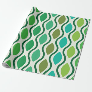 Papier Cadeau Motif Ogee vert sarcelle Modernité du milieu du XX