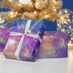 Papier Cadeau Motif Ombre Arc-en-ciel et Opale de Feu Doré
