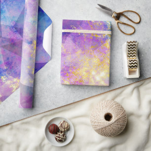 Papier Cadeau Motif Ombre Arc-en-ciel et Opale de Feu Dorée