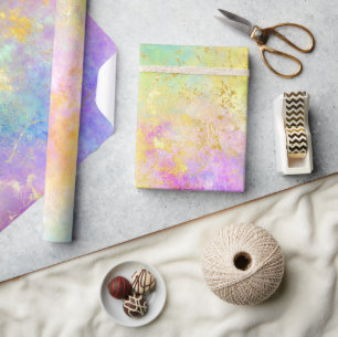 Papier Cadeau Motif Ombre Arc-en-Ciel et Opale de Feu Dorée