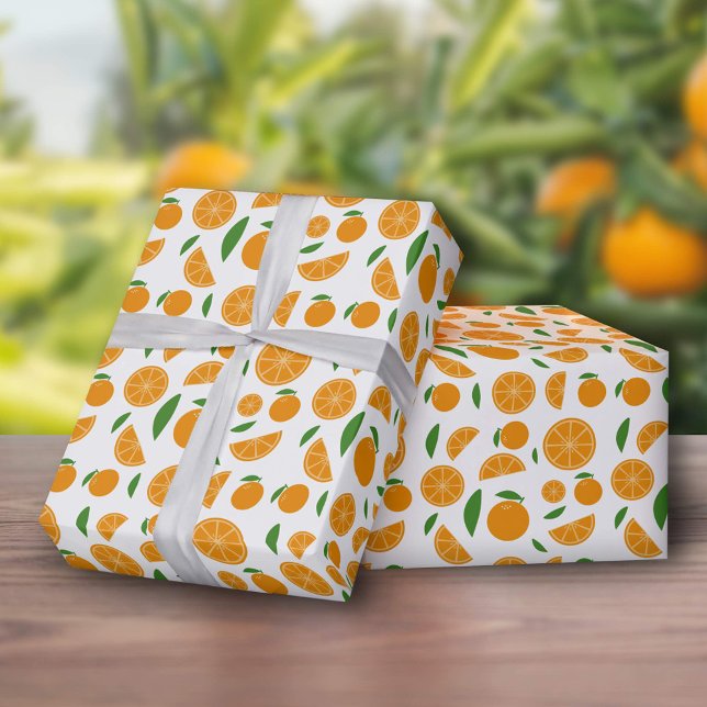 Papier Cadeau Motif orange (Orange Pattern Wrapping Paper)