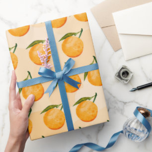 Papier Cadeau Motif orange aquarelle