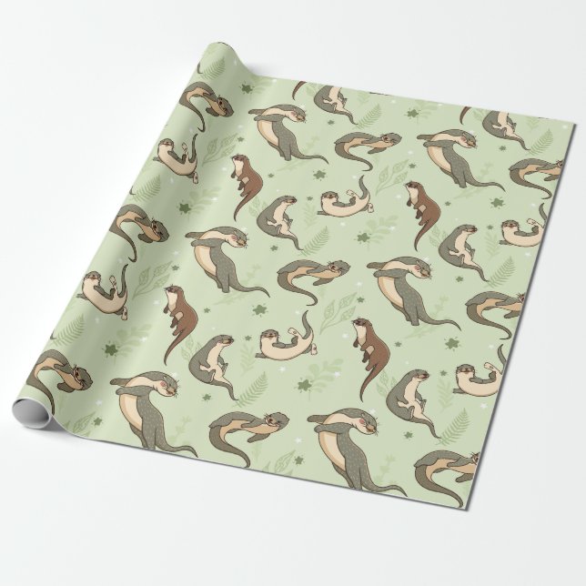 Papier Cadeau Motif Otter (Déroulé)