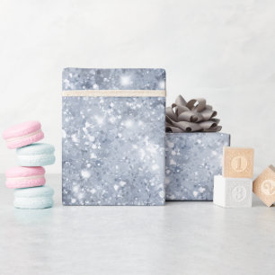 Papier Cadeau Motif Pailleté Blanc Glittering Frost Argenté