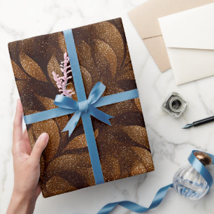 Papier Cadeau Motif Pailleté Brun Métallisé Cuivre Chaud