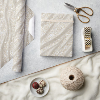 Papier Cadeau Motif Pailleté Crème Perle Ivoire Élégant