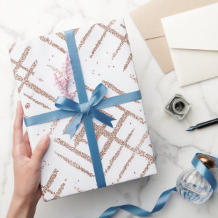 Papier Cadeau Motif Pailleté Or Rose Minimaliste Moderne