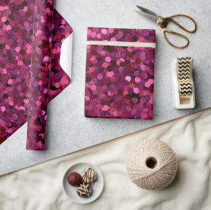 Papier Cadeau Motif Pailleté Rose Magenta Vibrant