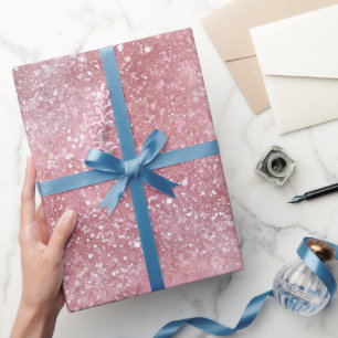 Papier Cadeau Motif Pailleté Rose Pâle Féminin Élégant