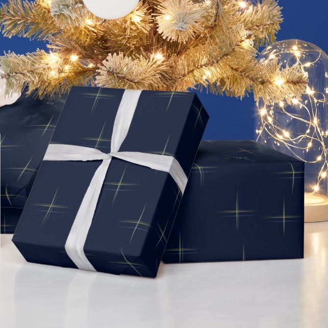 Papier Cadeau Motif Pailleté Sur Fond Navy (Vacances)