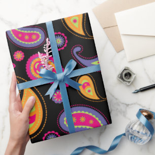 Papier Cadeau Motif Paisley Coloré