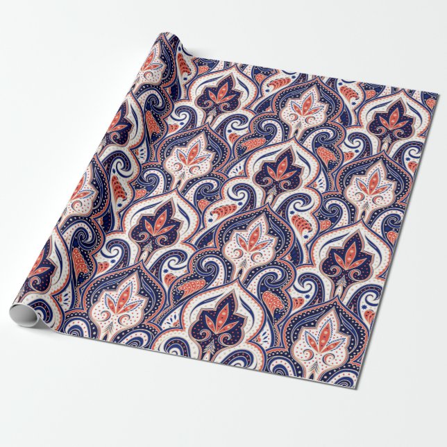 Papier Cadeau Motif paisley indien sans soudure. arabesque perse (Déroulé)