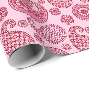 Papier Cadeau Motif Paisley, nuances de lumière à rose profond