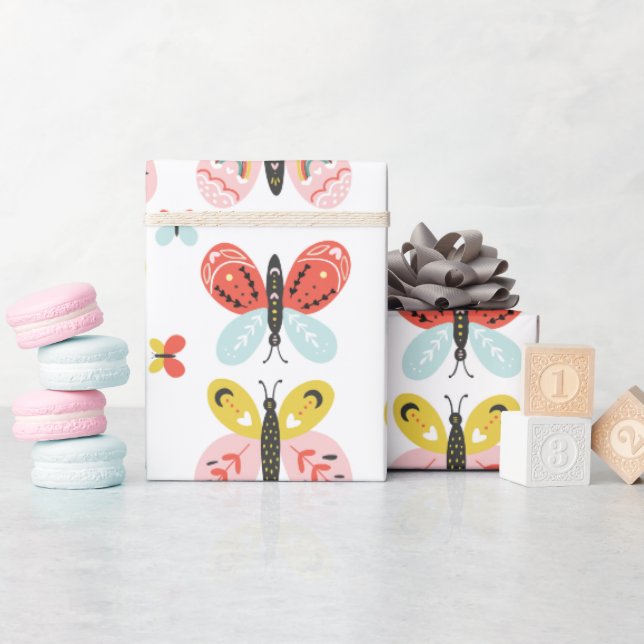 Papier Cadeau Motif Papillon  (Baby Shower)