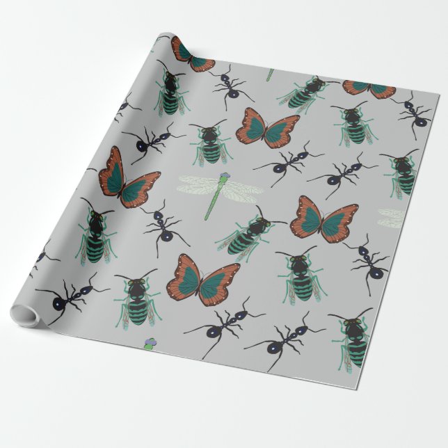 Papier Cadeau Motif papillon coloré (Déroulé)