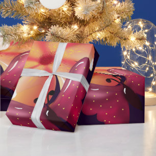 Papier Cadeau Motif papillon floral personnalisé et sur mesure