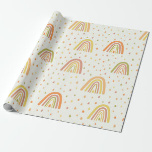 Papier Cadeau Motif Pastel Orange and Yellow Boho Rainbows