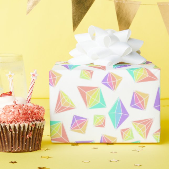 Papier Cadeau Motif Pastel Rainbow Crystals (Fête d'anniversaire)
