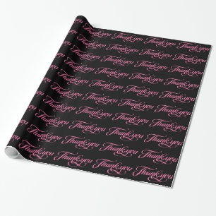 Papier Cadeau Motif Pastel Rose Et Merci Noir
