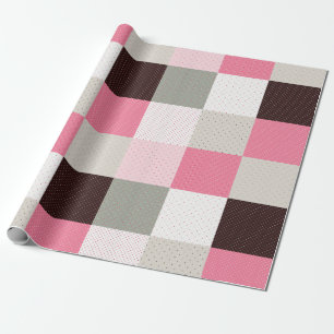 Papier Cadeau Motif Patchwork à Carreaux