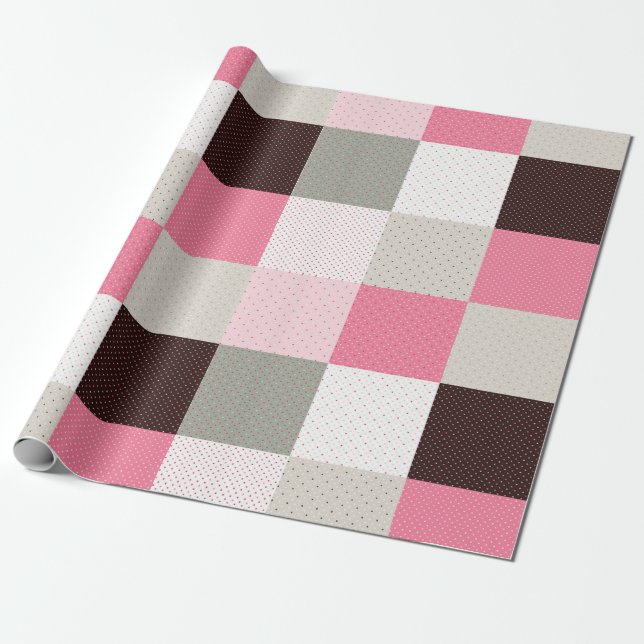 Papier Cadeau Motif Patchwork à Carreaux (Déroulé)