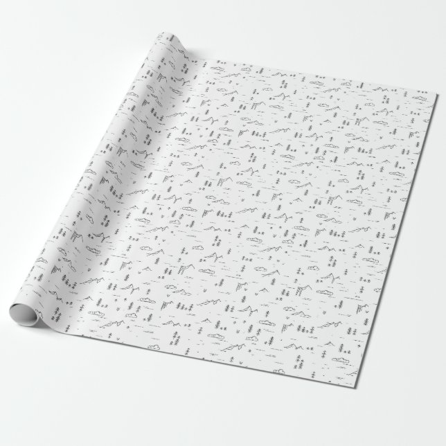 Papier Cadeau Motif paysager des lignes de bois géométriques (Déroulé)