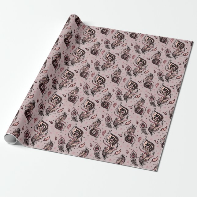 Papier Cadeau Motif Peacock (Déroulé)
