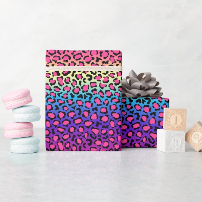 Papier Cadeau Motif peau de léopard coloré (Baby Shower)