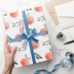 Papier Cadeau Motif pêche à l'aquarelle<br><div class="desc">Ce joli papier d'emballage présente un fond blanc avec un motif de pêche et de verdure à l'aquarelle. Personnalisez selon vos besoins. Vous pouvez trouver plus de produits assortis dans ma boutique.</div>