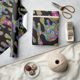 Papier Cadeau Motif Peint À La Main Et Numériquement Art 28