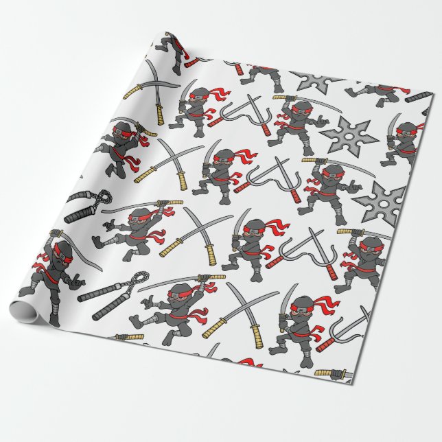 Papier Cadeau Motif personnalisable de Ninja (Déroulé)