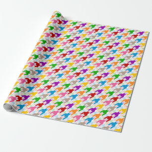 Papier Cadeau Motif pied-de-poule coloré blanc