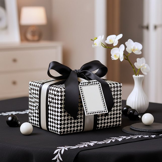 Papier Cadeau Motif pied-de-poule noir classique (Créateur téléchargé)