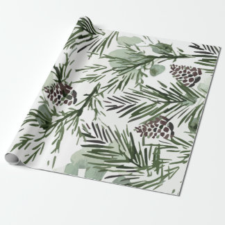 Papier Cadeau Motif Pine Tree et Pinecones