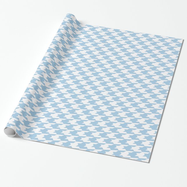 Papier Cadeau Motif Placid Blue & White Houndstooth (Déroulé)