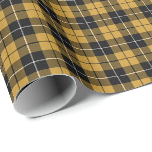 Papier Cadeau Motif Plaid Gold et Black Sporty