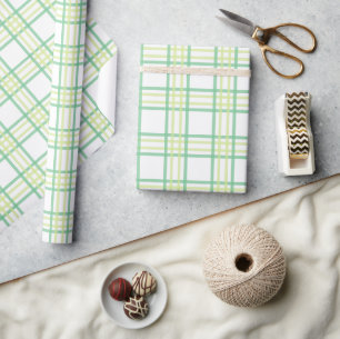 Papier Cadeau Motif Plaid Green Lime Pastel