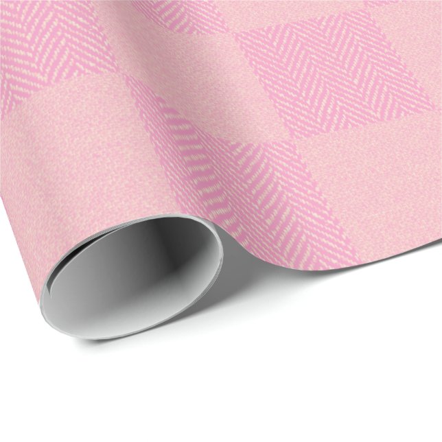 Papier Cadeau Motif Plaid Rose souple (Coin rond)